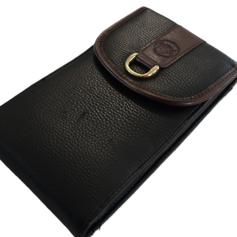 Vintage Huntington Ridge Wallet Clutch Faux Leather Compact Black Brown